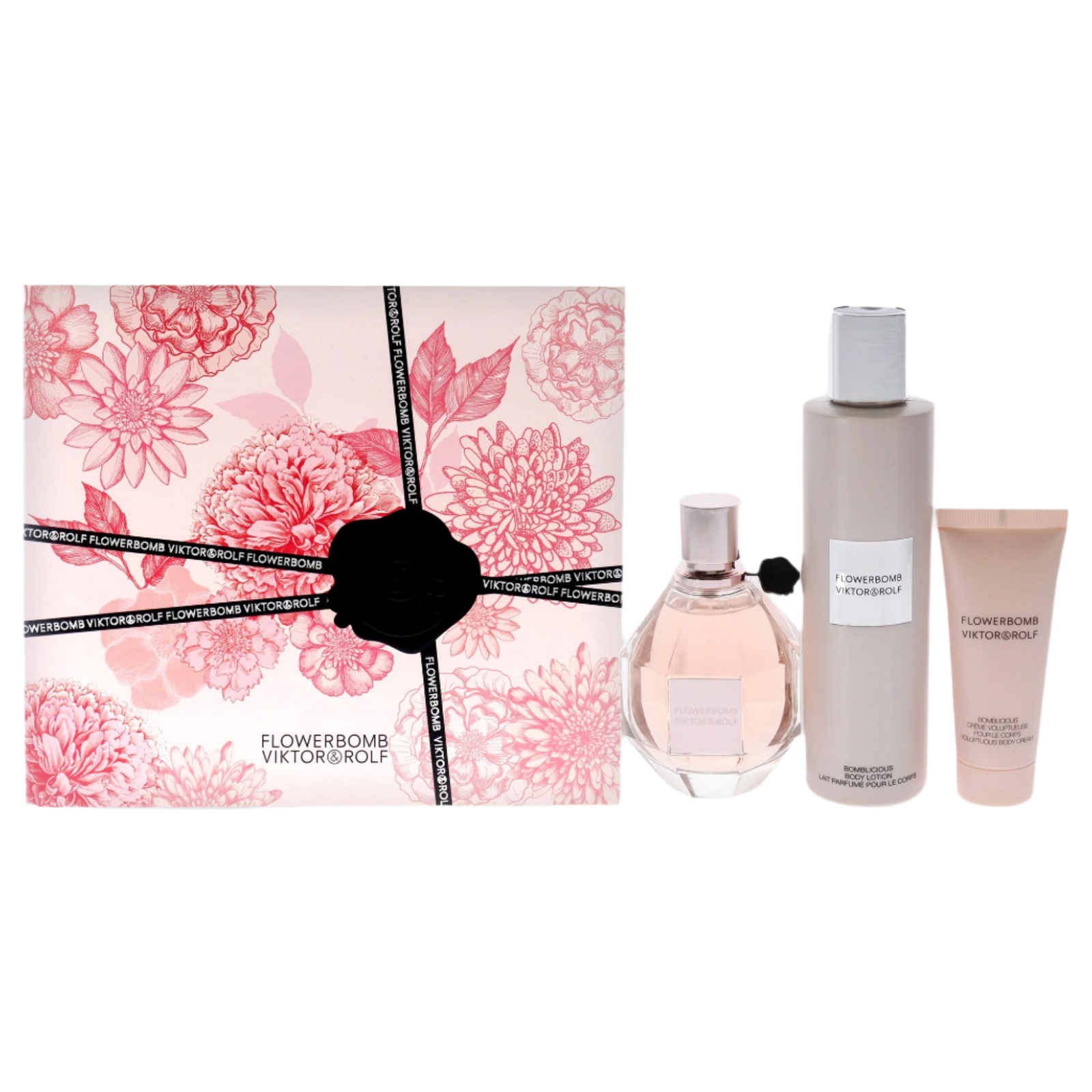 Flowerbomb- 3 Pc Gift Set EDP Spray, Bomblicious Body Lotion, Body Cream