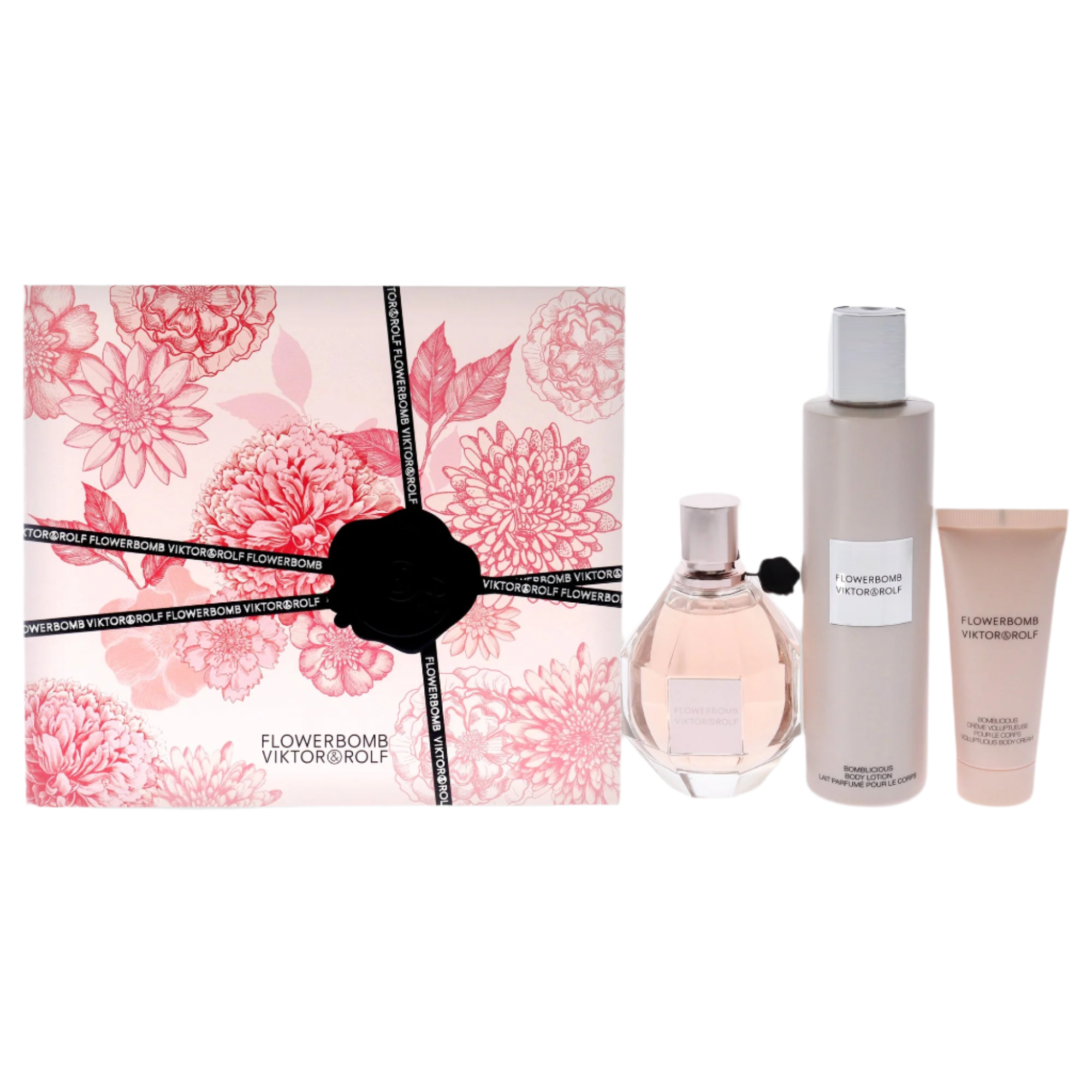 Flowerbomb- 3 Pc Gift Set EDP Spray, Bomblicious Body Lotion, Body Cream