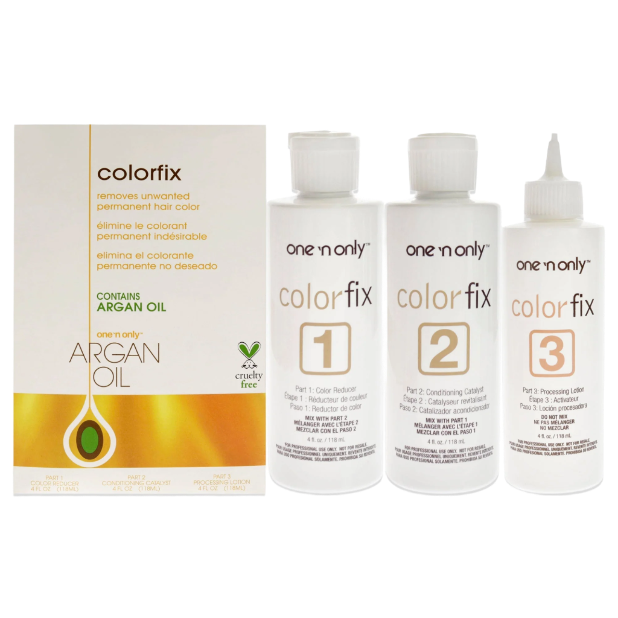Argan Colorfix Color Remover - 3 Pc Color Reducer, Conditioning Catalyst, Processing Lotion