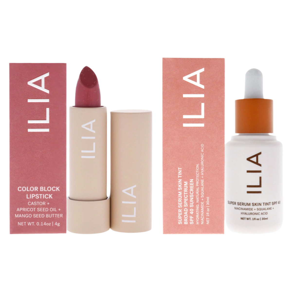 Color Block High Impact Lipstick - Wild Rose and Super Serum Skin Tint Foundation SPF 40 - ST14 Dominica Kit